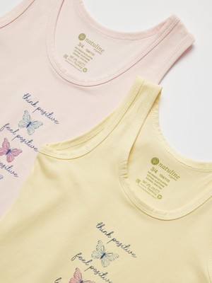Kız Çocuk Organik Pamuklu Likralı Atlet Butterfly 2'li Paket
