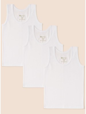Kız Çocuk Organik Pamuklu Ribana Kroşatalı Atlet 3'lü Paket