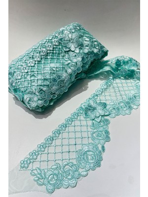 Hayalperest Boncuk Su Yeşili Fransız Güpür Kenar Dantel Şerit