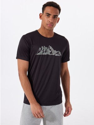 Jack Wolfskin A63269PEAK Graphıc T M Antrasit Bisiklet Yaka Regular Fit Düz Erkek T-Shirt