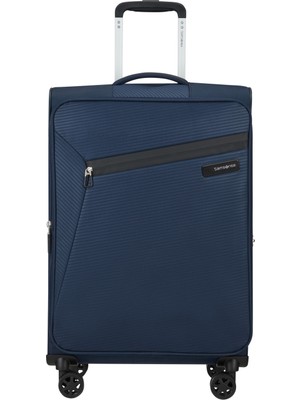 Samsonite Lacivert Çekçekli Kumaş Valiz Lıtebeam-Spınner 66/24 Exp