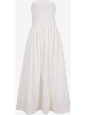Vero Moda Straplez Yaka Beyaz Uzun Kadın Elbise Vmane Bandeau 7/8 Dress Jrs Ga