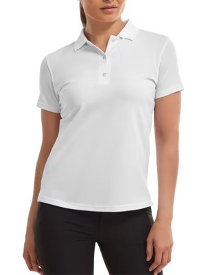 Footjoy Kadın Stretch Pique Polo Yaka Beyaz T-Shirt 88493