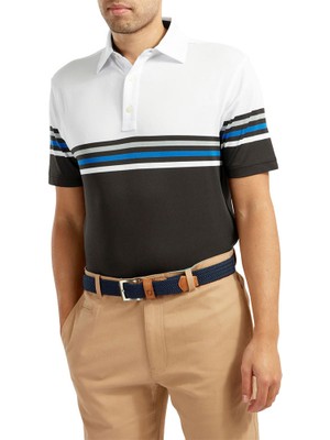 Footjoy Stretch Pique Renk Bloklu Polo Yaka Wht/blk Golf T-Shirt  90366