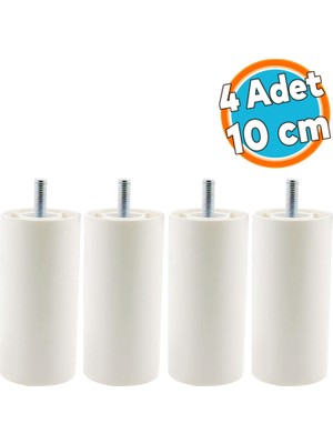 Mobilya Kanepe Sehpa Tv Ünitesi Koltuk Ince Diş Orta Destek Ayağı 10 cm Beyaz Baza Ayak 4 Adet