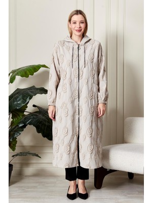 Kadın Büyük Beden Kapüşonlu Jakar Kap