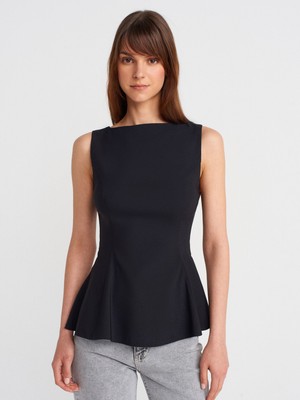 50281 Peplum Top-Siyah