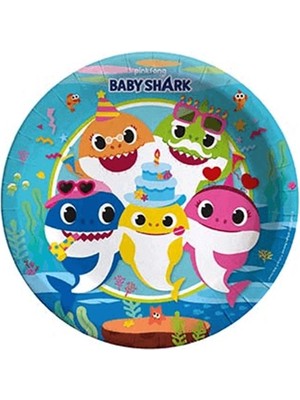 Parti Adresi Baby Shark Temalı Karton Tabak Doğum Günü Parti Tabağı