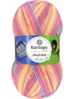Kartopu Aksoft Batik Ebruli El Örgü İpi 100 gr Akrilik Malzeme Özellikleri ile Renkli Örgü Keyfi