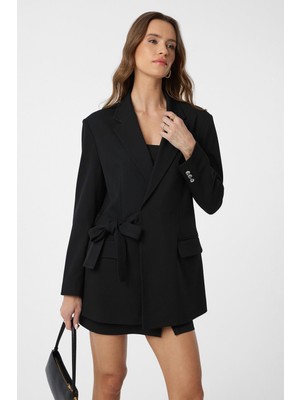 Antioch Siyah Kuşaklı Kadın Blazer