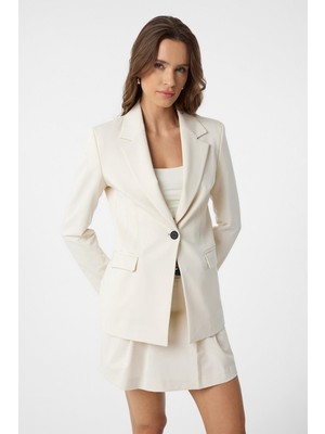 Antioch Ekru Vücuda Oturan Kadın Blazer Ceket