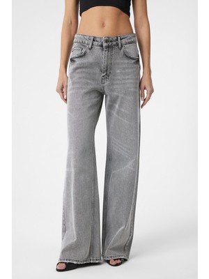 Antioch Açık Gri Yüksek Bel Kadın Jean