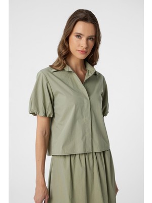 Antioch Yeşil Balon Kol Kadın Gömlek