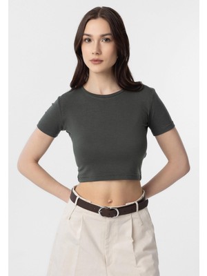 Antioch Haki Crop Kadın T-Shirt