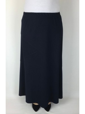 Arkası ve Önü Verev Parçalı Beli Lastikli Bedenli Penye Etek