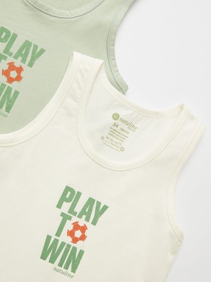 Erkek Çocuk Organik Pamuklu Likralı Atlet Play To Win 2'li Paket