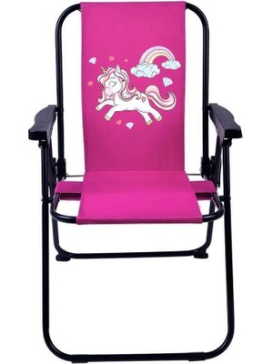 Teknotrust Rainbow Unicorn 2-6 Yaş Lüx Çocuk Piknik Sandalyesi-Mini Kamp Sandalyesi-Pembe
