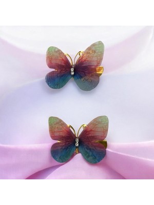 Gigi Giyim Renkli Kelebek Desenli Pens Toka