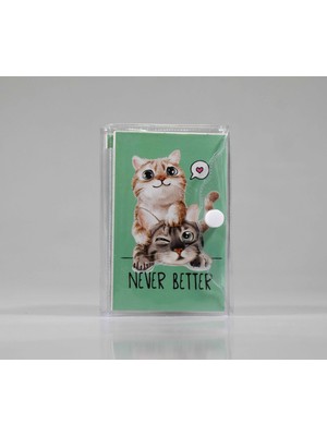 Yeşil Kedi 3'lü Not Defter Happy 3'lü Not Defter Çanta ici cep defter çizgili 