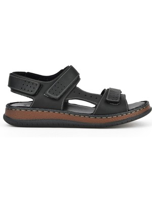 Ziya, Erkek Hakiki Deri Sandalet 1511045ZS6 Siyah