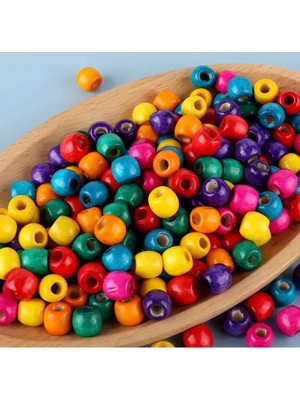 Ozn Aksesuar Karışık Renkli Boncuk Emzik Zinciri Ahşap Boncuk, Kuş Süsü Boncuk, Süsleme Boncuk 18mm (100gr-50adt)