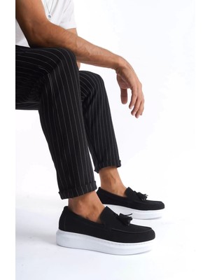 Slw154 Blaze Bağcıksız Püsküllü Süet Erkek Günlük Spor Klasik Ayakkabı Sbt - Siyah