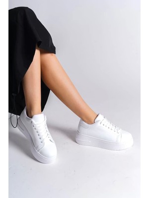 Bıana Bağcıklı Ortopedik Taban Kadın Sneaker Spor Ayakkabı  Bt - Beyaz