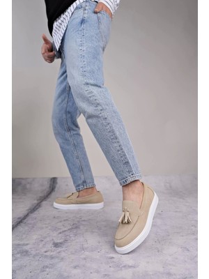 SLW153 Bloom Bağcıksız Püsküllü Süet Erkek Günlük Spor Klasik Ayakkabı Sbt - Krem