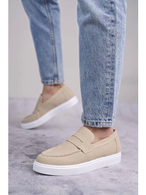 Slw180 Estilo X Bağcıksız Süet Erkek Günlük Spor Klasik Ayakkabı Sbt - Krem