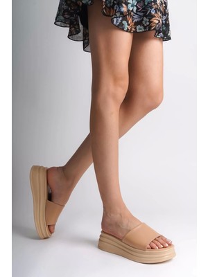 Alıce Düz Topuklu Kalın ve Ortopedik Taban Kadın Terlik Tt - Ten