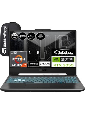 Asus Tuf Gaming A15 FA506NCR-HN035EP13 Ryzen 7 7435HS 16 GB Ram 512 GB SSD RTX3050 Windows 11 Pro 15.6" Taşınabilir Bilgisayar  Fhd + Elektropasaj Çanta