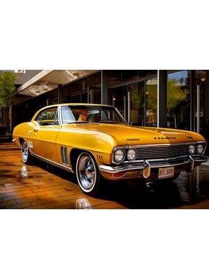 Aden Dekoratif Sarı Araba Kanvas Tablo