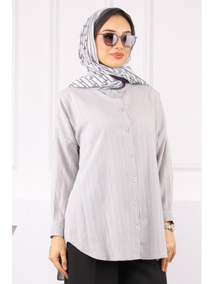 İmaj Butik Gri Düğmeli Gömlek