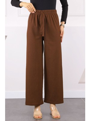 İmaj Butik Kahverengi Bürümcük Bol Paça Pantolon