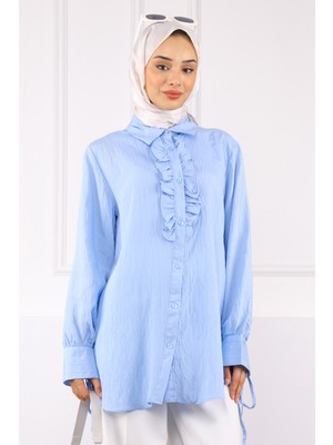 İmaj Butik Bebe Mavi Kol Bağlamalı Gömlek