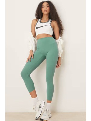 Nike Dri Fit Zenvy Gentle Support High Waisted 7/8 Leggings Kadın Yüksek Bel Iç Cepli Spor Tayt Yeşil
