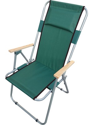Başlıklı Ahşap Kollu Katlanabilir Piknik Kamp Balkon Sandalyesi Yeşil