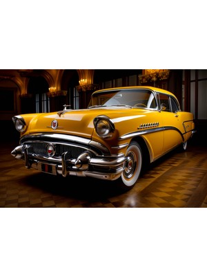 Aden Dekoratif Sarı Araba  Kanvas Tablo