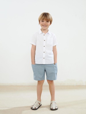 Lcw Kids  Beli Lastikli Erkek Çocuk Cepli Keten Şort  (S5)