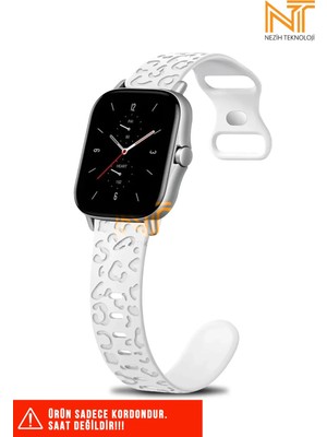 Nezih Case Xiaomi Amazfit Gts / Gts 2 / Gts 2e / Gt S3 / Gt S4 Mini Uyumlu Leopar Desenli Silikon Kordon 20MM