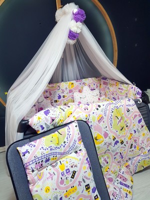 Baby Clime ; Kız Bebek Uyku Seti 70X110 - Lüks Cibinlikli, Beşik Kenar Korumalı, 17 Parça
