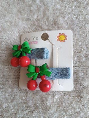 Kiraz Firgürlü Çiftli Çocuk Minik Pens Toka(3,5 Cm)