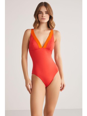 Kom Cru Düz V Yaka Toparlayıcı Mayo