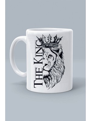 The Kıng Lıon Kral Aslan Tasarım Baskılı Beyaz Klasik Kupa Bardak