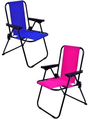 2-6 Yaş Lüx Çocuk Piknik Sandalyesi-Mini Kamp Sandalyesi-Mavi-Pembe-2 Adet