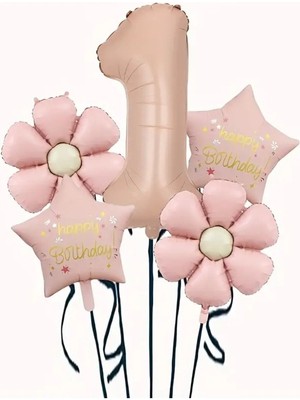 Pempe Papatya Yıldız Folyo Balonlu Yaş Balon Set