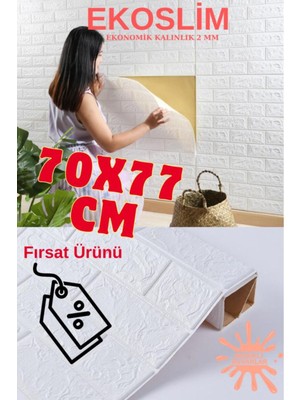 Ekoslim 70X77CM 1 Adet Yapışkanlı Silinebilir Ofis Salon Kaplama Sünger 2mm Duvar Paneli Kağıdı