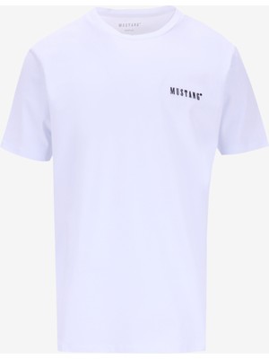 Mustang Bisiklet Yaka Baskılı Beyaz Erkek T-Shirt M5SM-TST1295