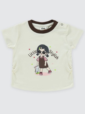 Civil Baby Kız Bebek Tişört 6-18 Ay Fildişi