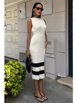 Ag Shoppings Etek Ucu Şerit Detaylı Triko Elbise 2831